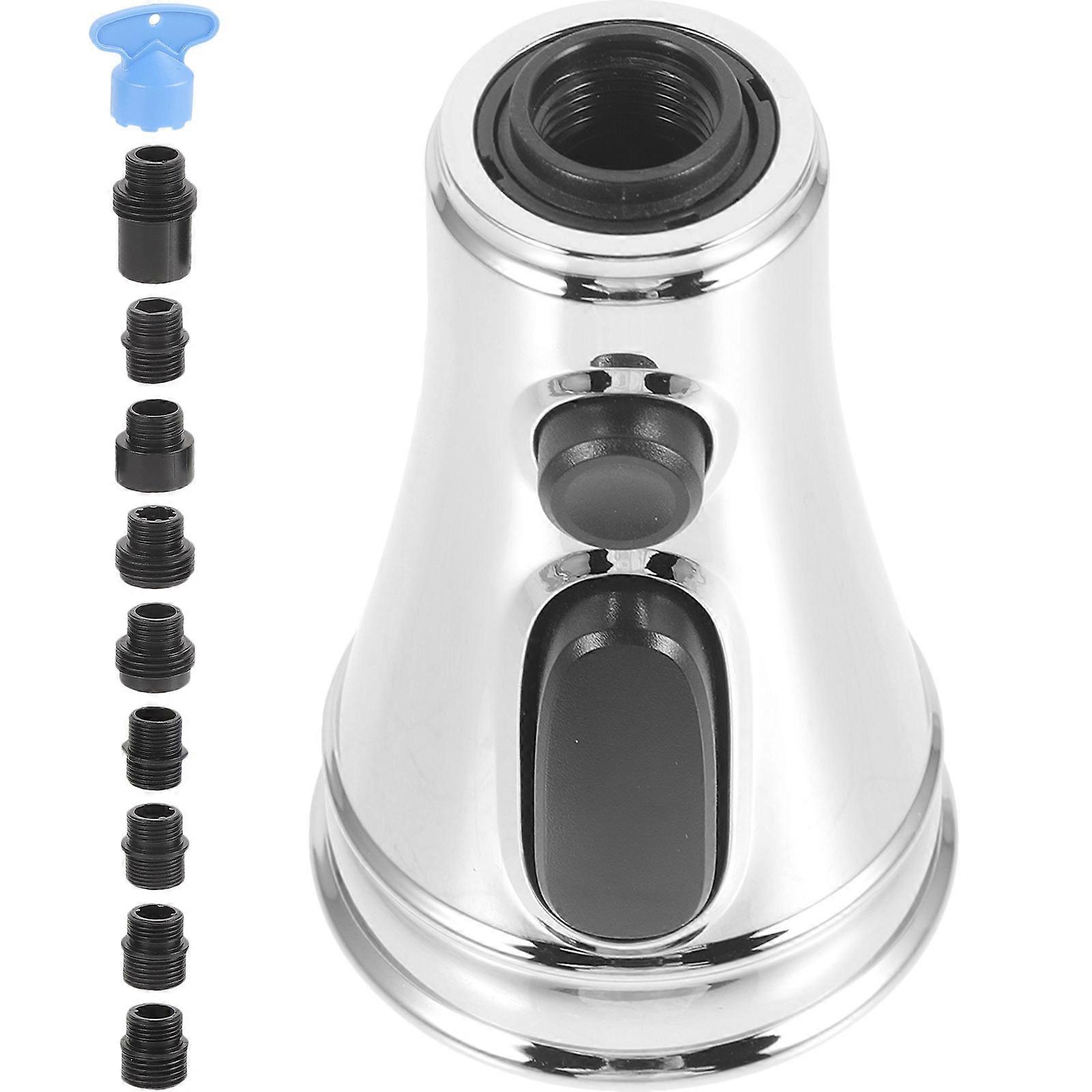 Kitchen Tap Spray Head Replacement Pull Down Faucet Sprayer Nozzle Silver Three Spray Modes 1Set