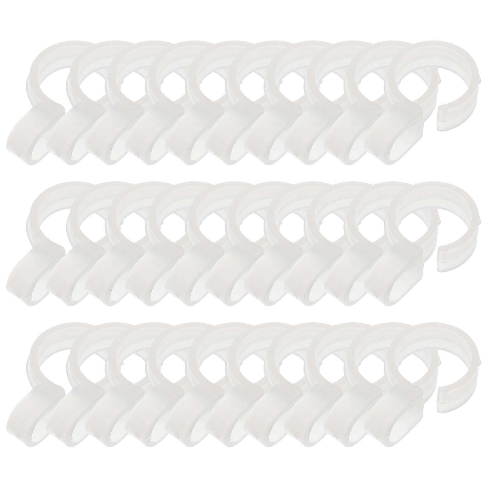 White Plastic Clothes Hanger Buckle Hooks for Windproof Function 60Pcs Set
