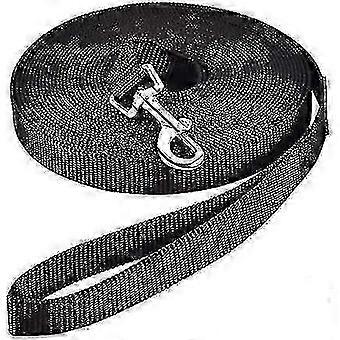 Long 15m Black Dog Training Leash Hands-Free Nylon Strap for Walks and Jogging