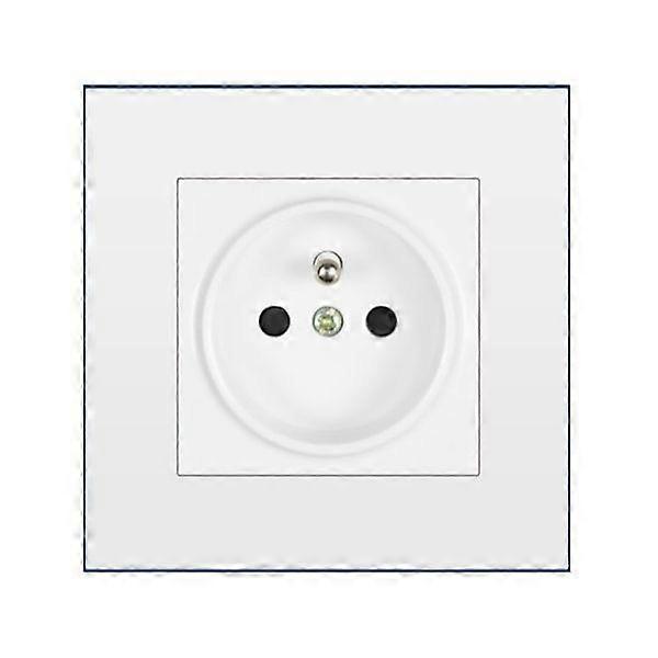EU Socket 16A Round French Socket 2 Holes 2P+E White Panel Type 86