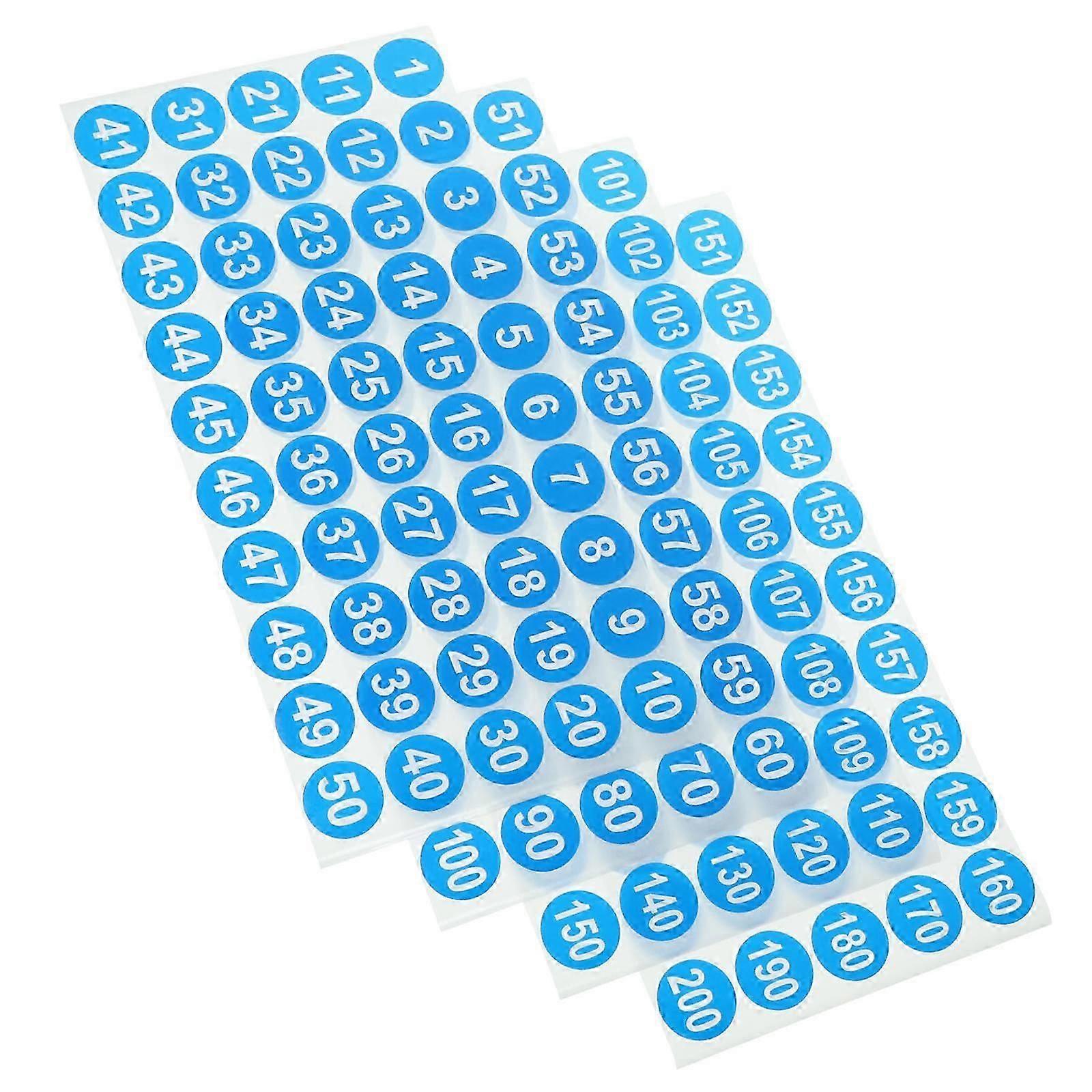 Number Stickers Blue Adhesive Label for Classification 8 Sheets Set
