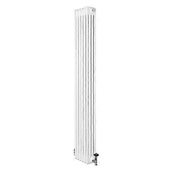 Traditional 4 Column Radiator 1800mm x 290mm & TRV Chrome Valves Central Heating Heater White Carbon