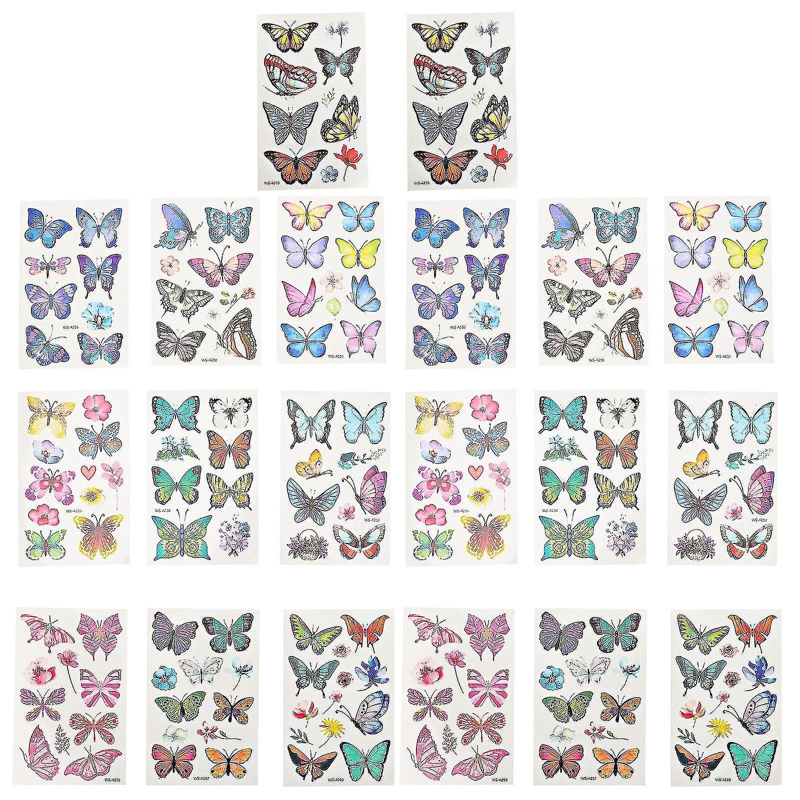 Dww-70 Tatouages Temporaires De Papillons, Tatouages Autocollants 3D, Autocollants De Tatouage Temporaires De Papillons Et De Fleurs Tatouages Tempor
