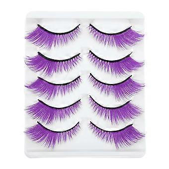5 Pairs Manga False Eyelashes - Colored Curly Fairy artificial fiber Fake Lashes for Cosplay Halloween Party Stage Makeup Accessories