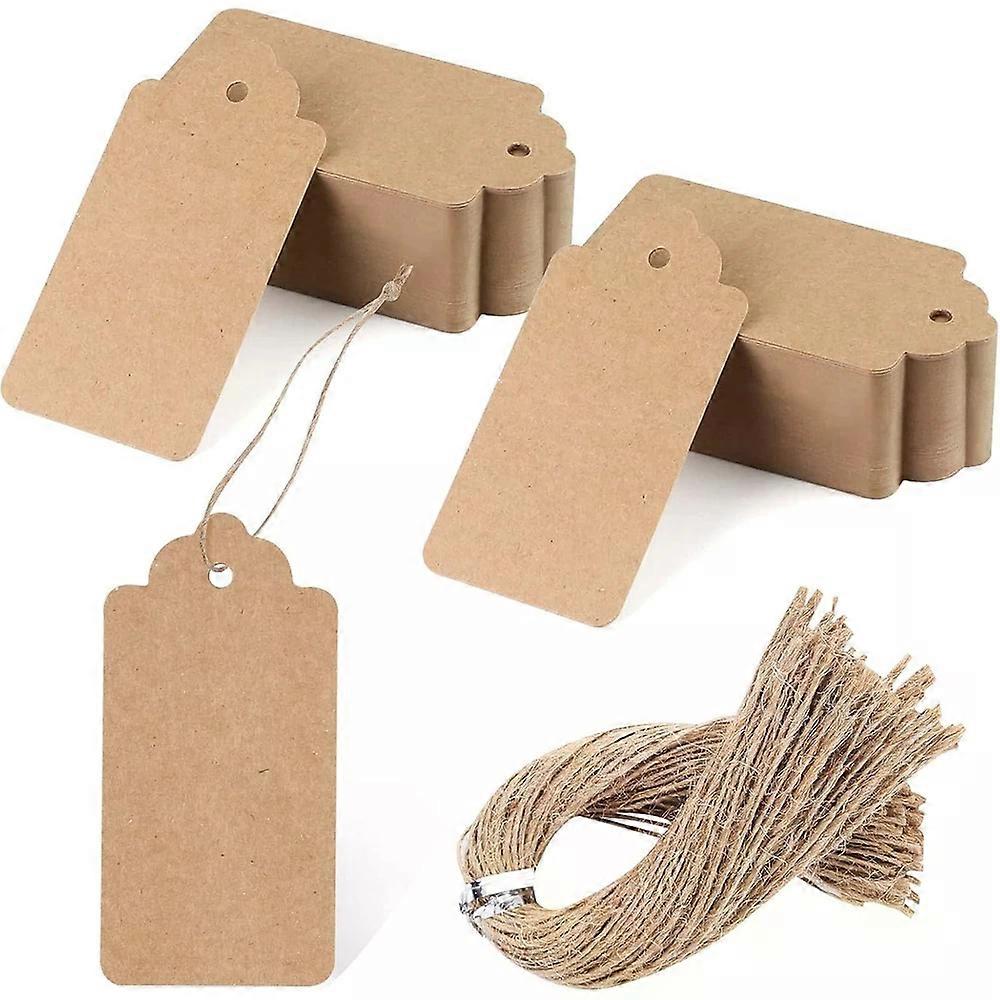 100Pcs Gift Tags with String Attached, 2inch*4inch, Large Brown