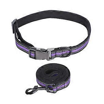 Pet Collar Set Reflexivo Ajustável Cão Coleira Confortável Segurança Pet Suprimentos PurplePurple L