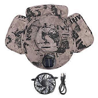 Solar Fan Sun Hat USB Wiederaufladbar Einstellbar UPF50 Wasserdichter Angelhut mit breiter Krempe und Halsklappe für Beach Garden Outdoor Sports Khaki Ink