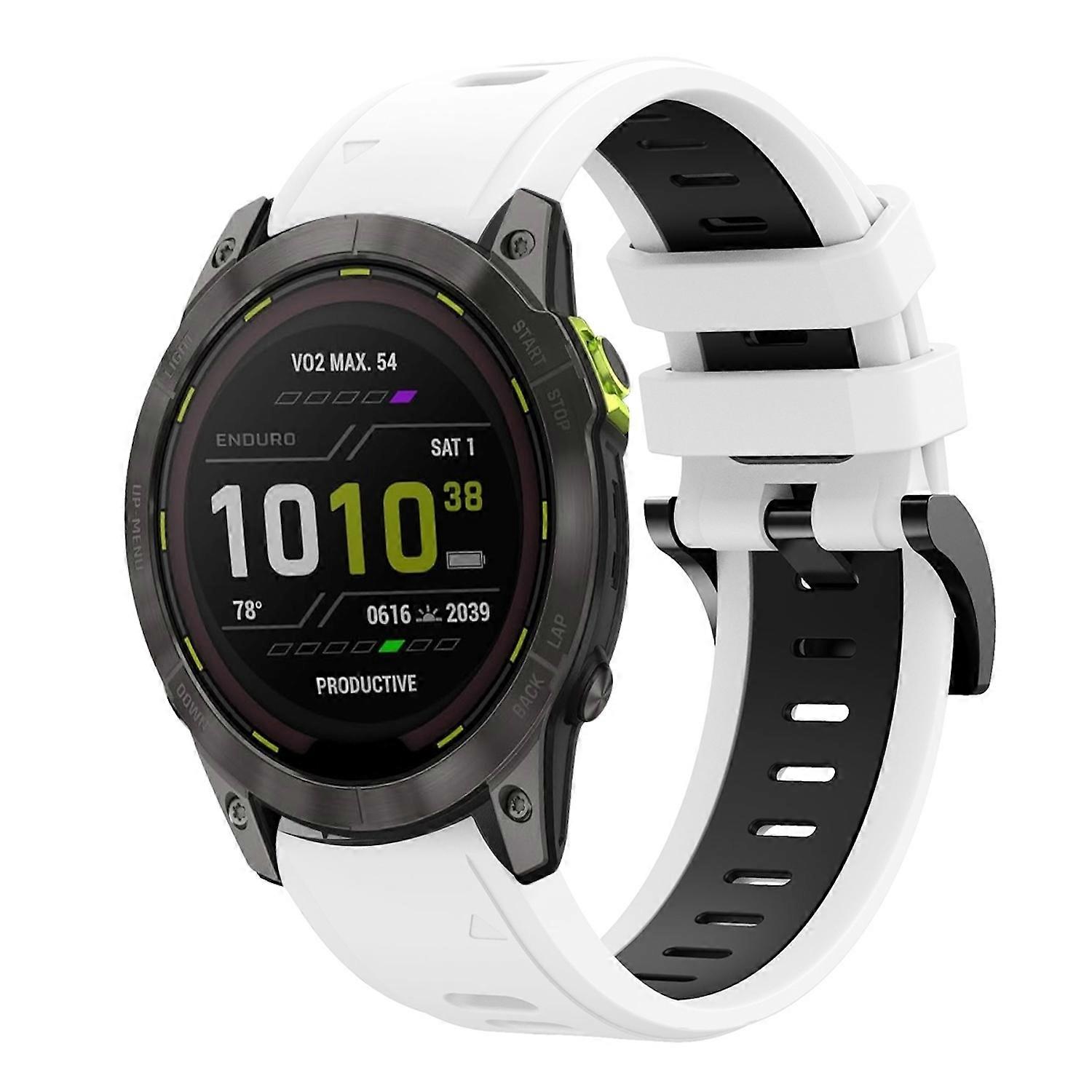 For Garmin Enduro 3 Two-tone Sport Silicone Wristband 26mm White / Black