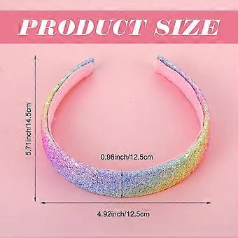 Conjunto de 3 faixas de cabelo com glitter para meninas, faixas de cabelo brilhantes com efeito arco-íris para acessórios de cabelo infantis, faixa de cabelo com confete para bebês e crianças pequenas, faixa de cabelo antiderrapante com lantejoulas brilhantes.