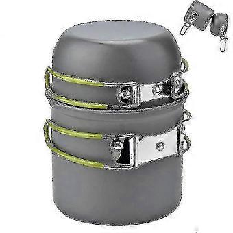 Camping Cookware Set, Aluminum Alloy, Compact Lightweight with Folding Handles, 2 Piece Set with Carry Bag and Cleaning Sponge for Backpacking, Hiking