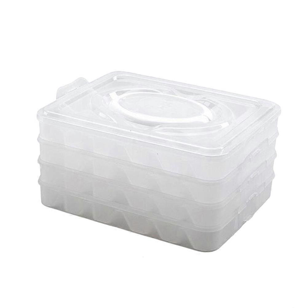 Refrigerator Fresh-keeping Dumpling Storage Box Four Layers Portable Stackable Dumpling Container Holder Organizer (Transparent)