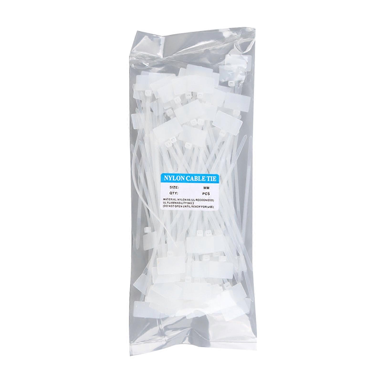 Write-On Marker Cable Ties - 100 Pack Self-Locking - for Ethernet Network Cables