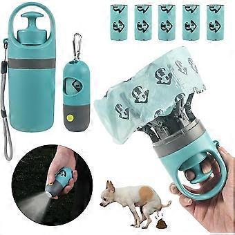 Portable Dog Poop Scooper Set with Holder & Claw Clip, Pooper Bag Dispenser with LED Flashlight, Leash Attachable, Dog Walker Waste Picker 