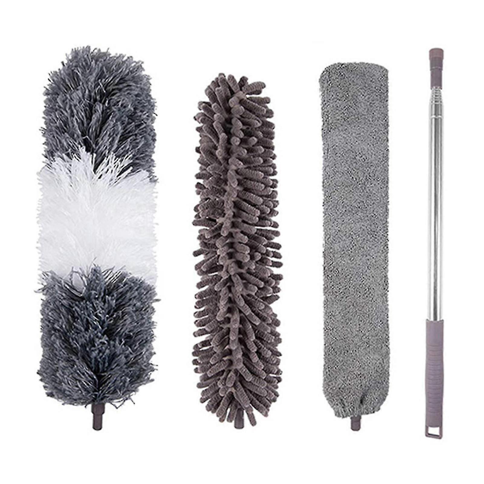4pcs Microfiber Duster With Stainless Steel Extension Pole Bendable Dusters