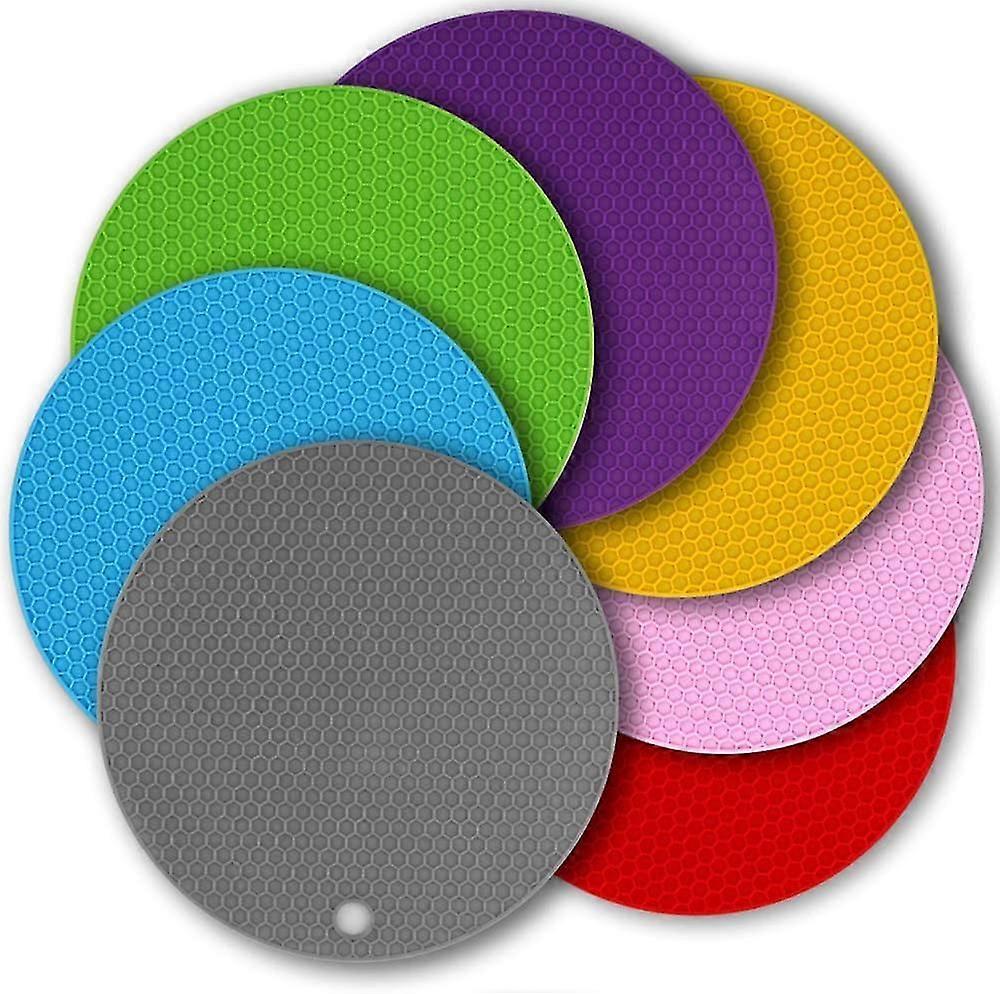 7 Pack 7 Inch Silicone Trivet, Multi-function Silicone Insulation Non-slip