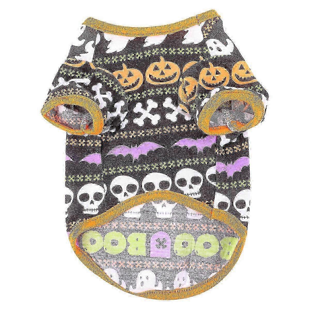 2Pcs Dog Apparel Halloween Pattern for Small Medium Dogs Polyester Elastic Bottom