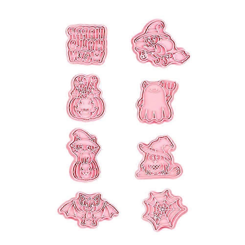 Halloween Cookie Stamp Baking Mold 4Sets Pink Biscuit Pattern Maker