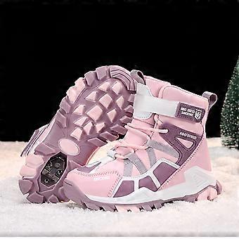 Fleece Lined Snow Boots, High-Top with Hook and Loop Closure, Thickened Warm Outdoor Footwear