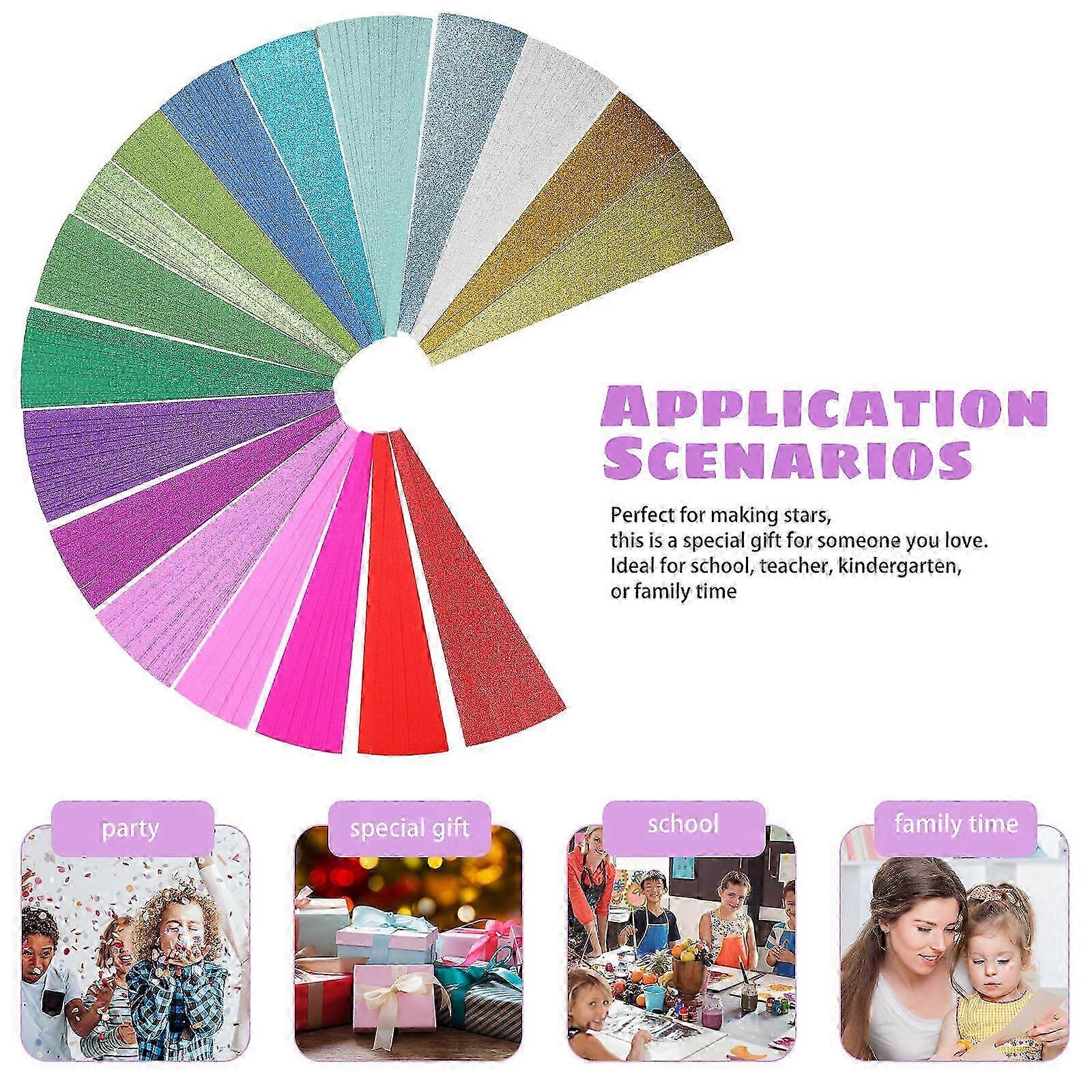 720 Glitter Star Folding Paper Strips