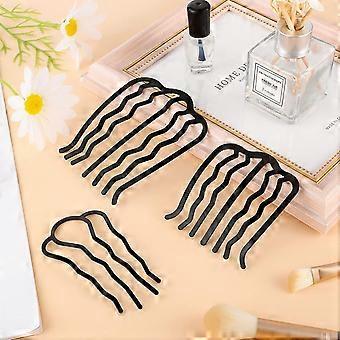8-teiliges Haarkämm-Set, Haargabel-Clip, Hochsteckfrisuren-Accessoires, U-förmiges französisches Twist-Haarwerkzeug, seitliche Haarkämme (Schwarz), hohe Qualität