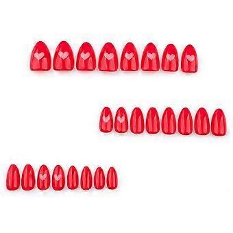 Valentinstag Rotes Mandel-Nagelset 24-teilig
