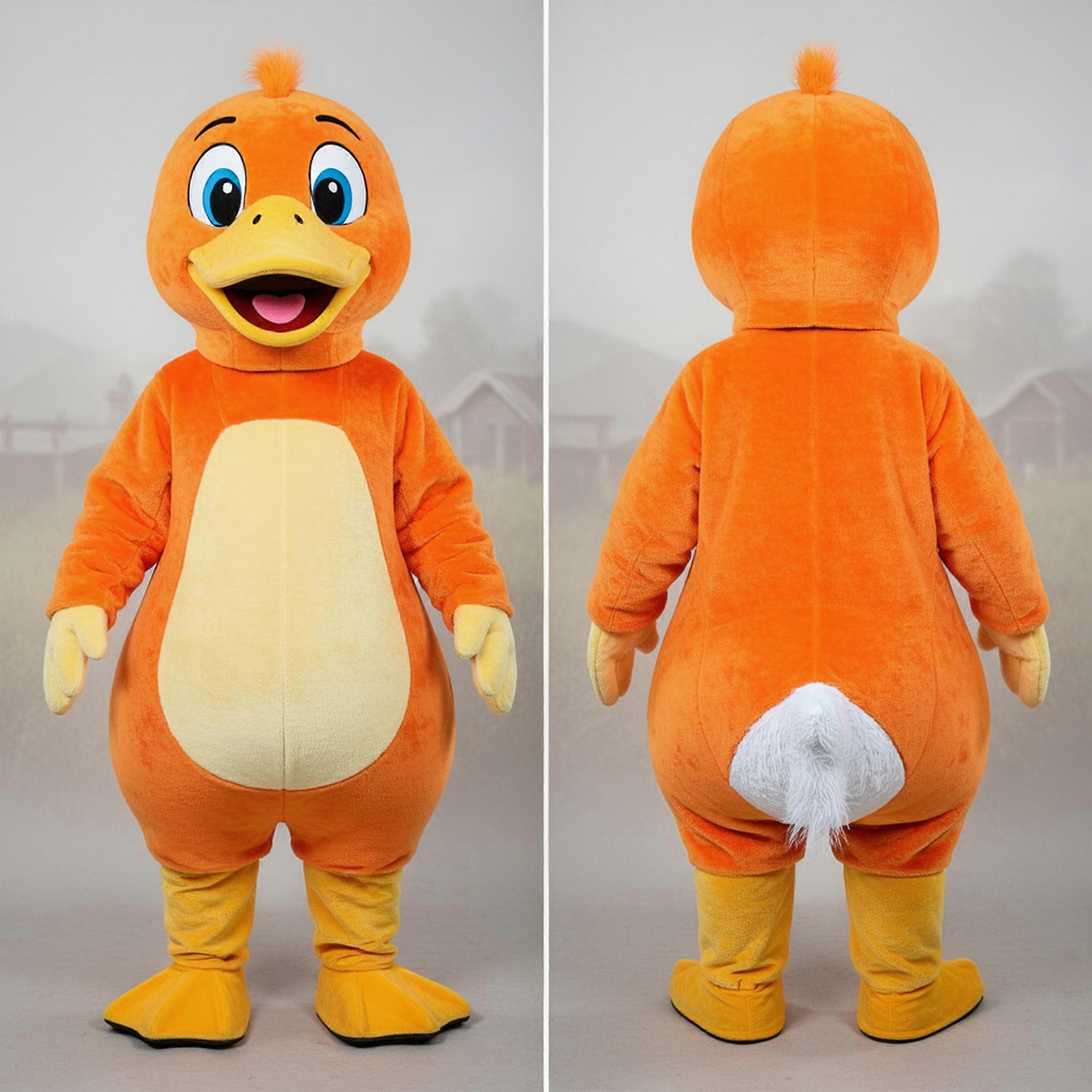 MASTICOT Orange Fluffy Muscovy Duck Mascot