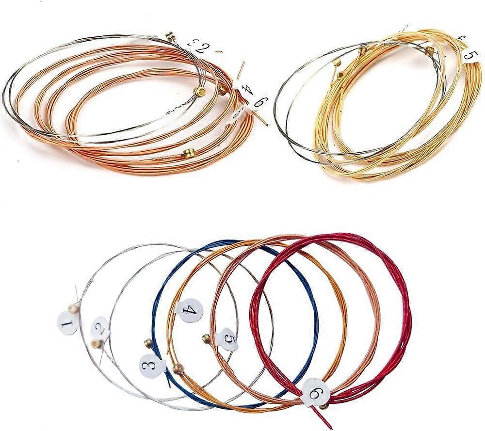 3 Sets Acoustic Guitar Strings Replacement, Durable Steel Core, AntiRust Coating, Clear Numbered Labeling