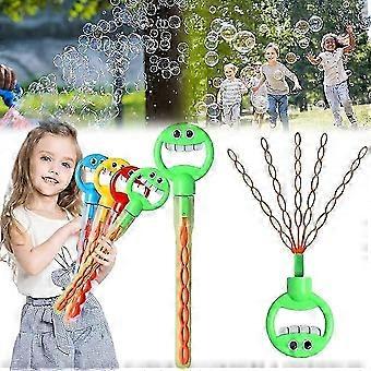 Smiling Face 32 Hole Bubble Stick with Bubble Refills, Children's 5-Claw Bubble Wands Toy, Kids Bubble Machine Toy Party Favor-xj