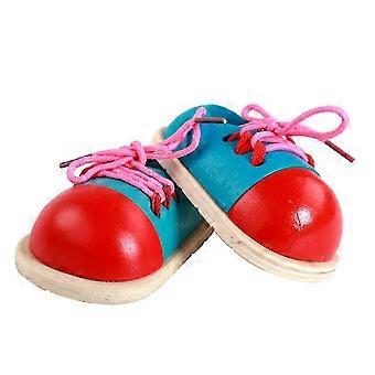 Wooden Hand Eye Coordination Baby Learn To Tie Shoelace Early Education String Shoelace Threading Bead Educational