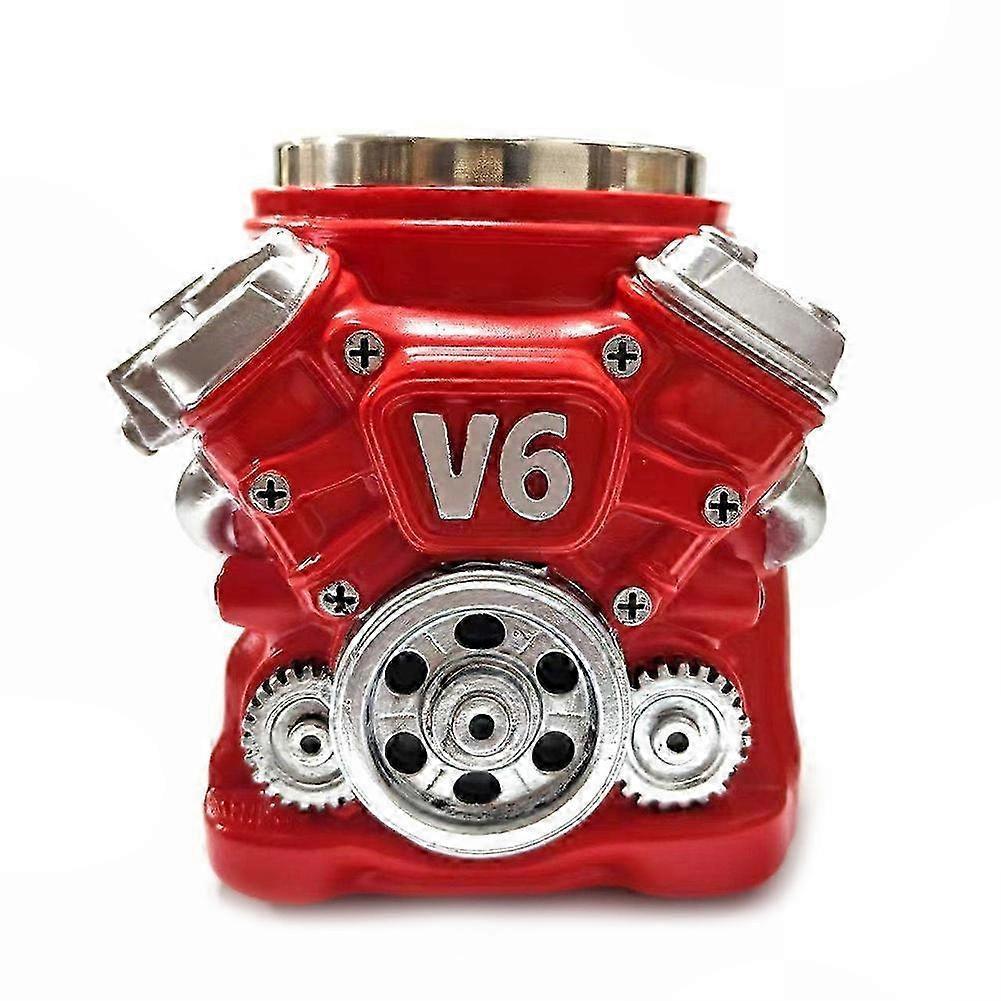 Red Engine Motif Stainless Mug