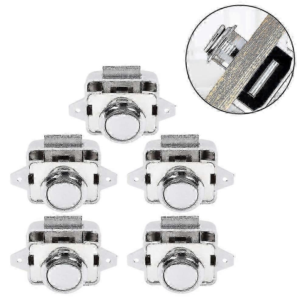 Button Latch Push Door Latch Kit 5 Piece Keyless Compatible Wardrobe (b, Style)