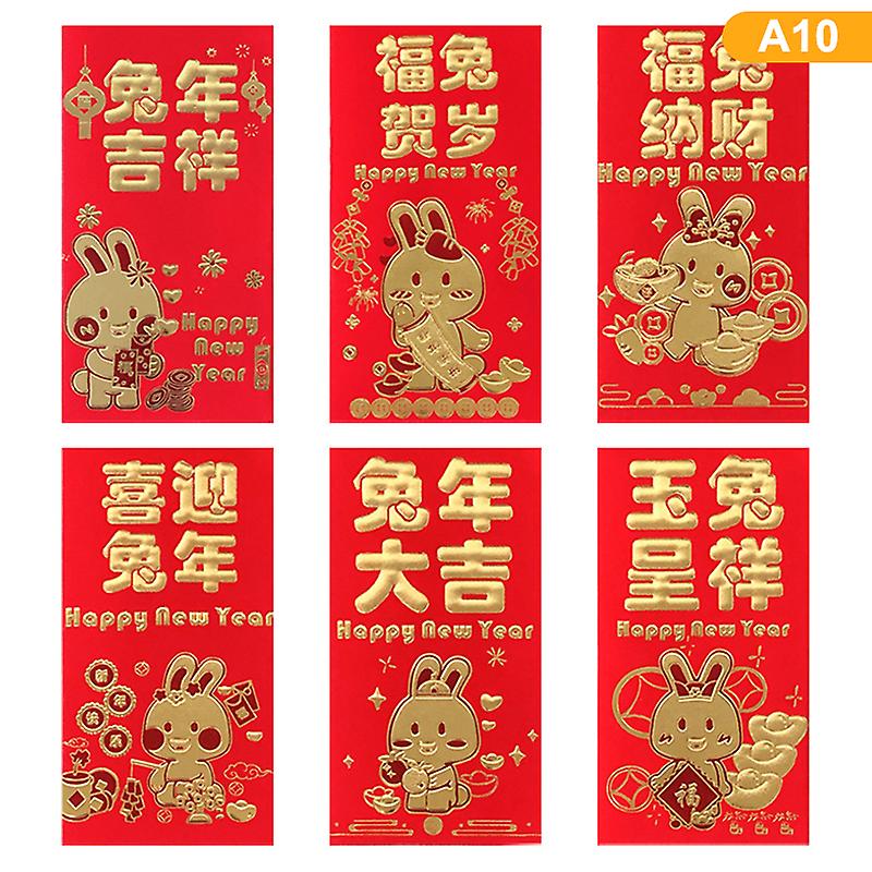 6pcs/set 2023 Cute Rabbit Year Red Envelopes Spring Festival Red Envelopes