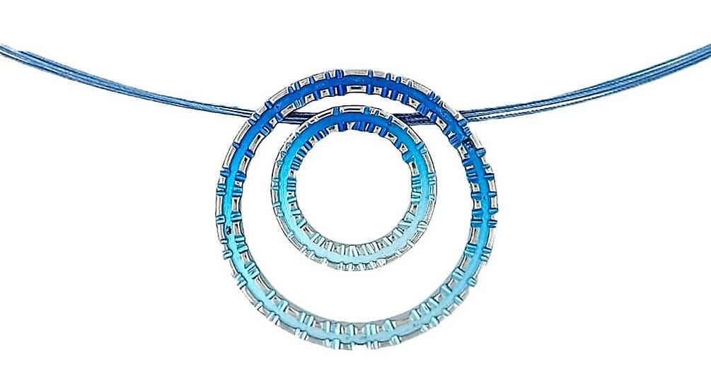 Ti2 Titanium Coastal Edge Double Pendant - Dark Blue