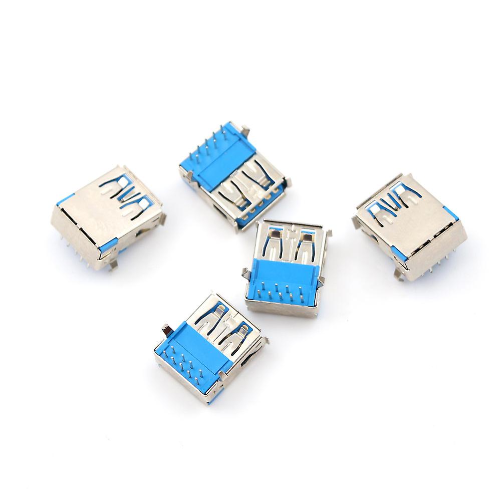 جديد 5 قطع USB 3.0 نوع A أنثى الزاوية اليمنى 9pin تراجع المقبس ثنائي الفينيل متعدد الكلور لحام موصل