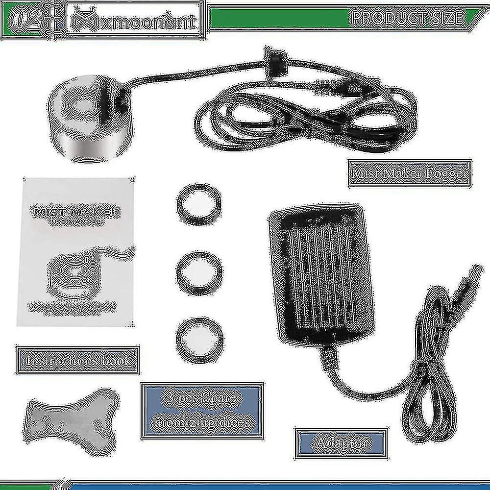 2x atomizzatore metallico ad ultrasuoni Mist Maker Fogger con spina europea paraspruzzi rimovibile