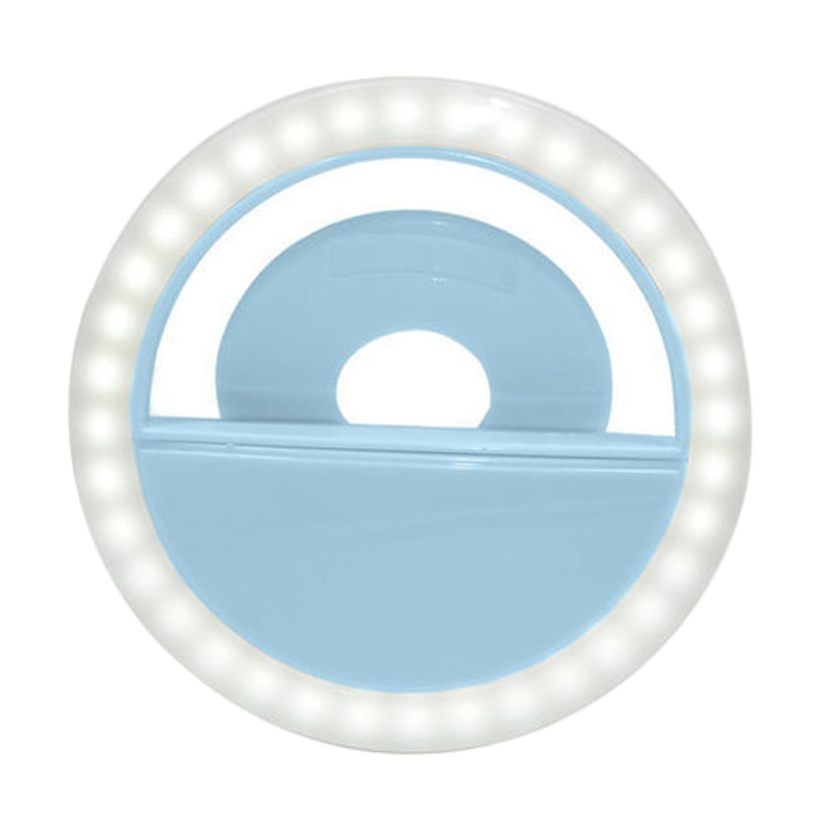 LED Selfie Light USB Clip-On 3 Levels Portable for Vlog Smart Phones Blue