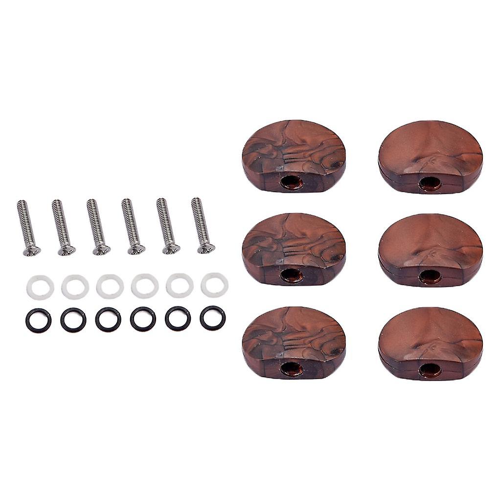 6Pcs Coffee Colour Guitar Tuning Pegs Replacement Button knob Handle Cap