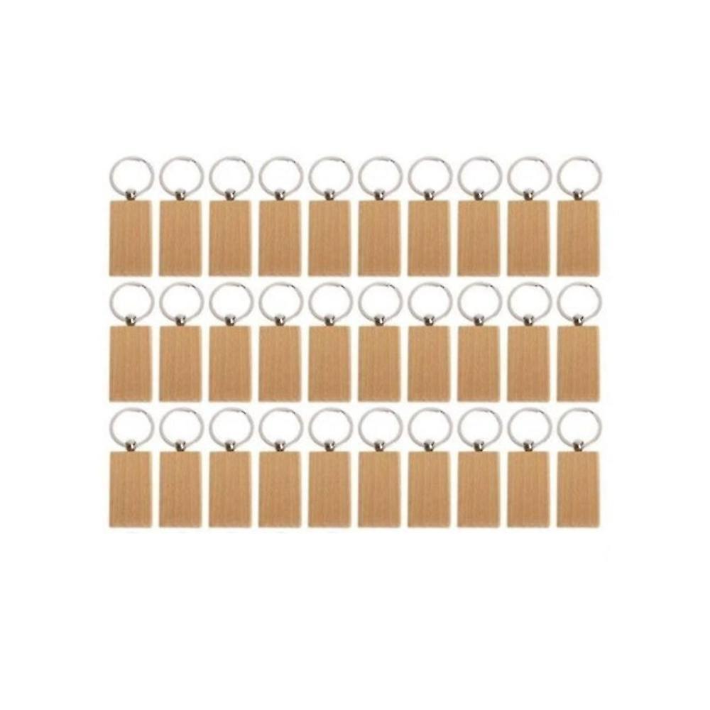 30 Pcs Wooden Rectangular Engraving Key Diy Wood Keychains Key Tags Can Diy Gifts