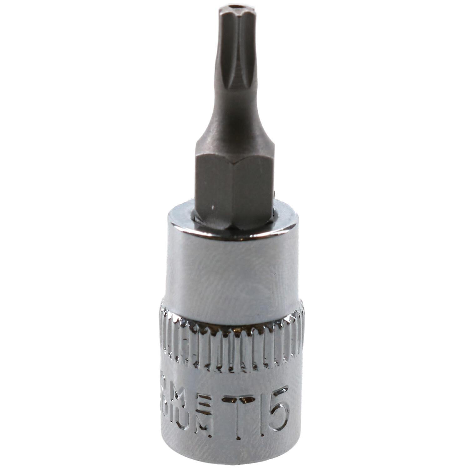 T15 1/4" Drive Tamper Proof Torx Star Bit 37mm Tamper Torx Chrome Vanadium Steel