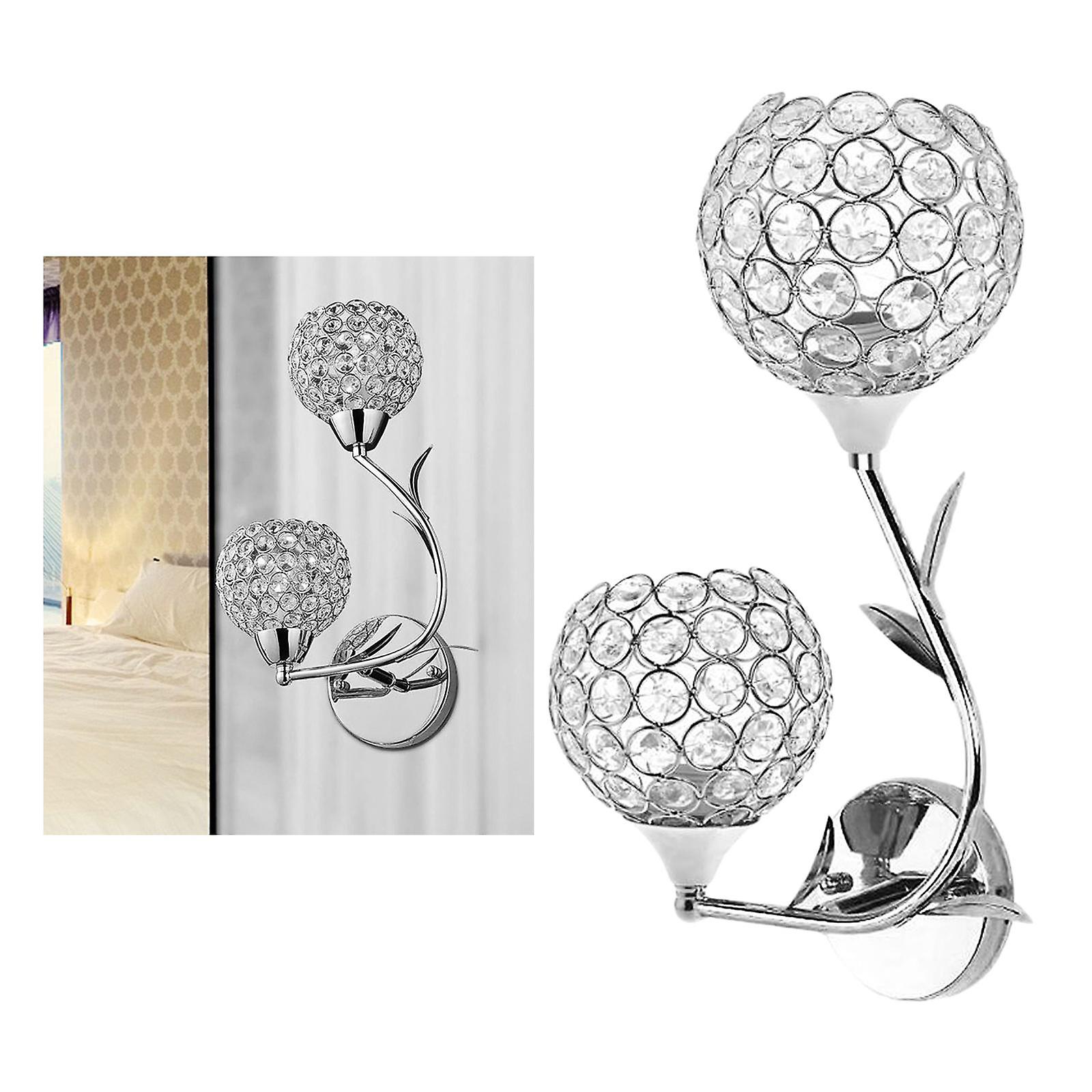 Crystal Wall Lamp Sconce Light E26 E27 Bedrooms Stairs Decor Silver_Left