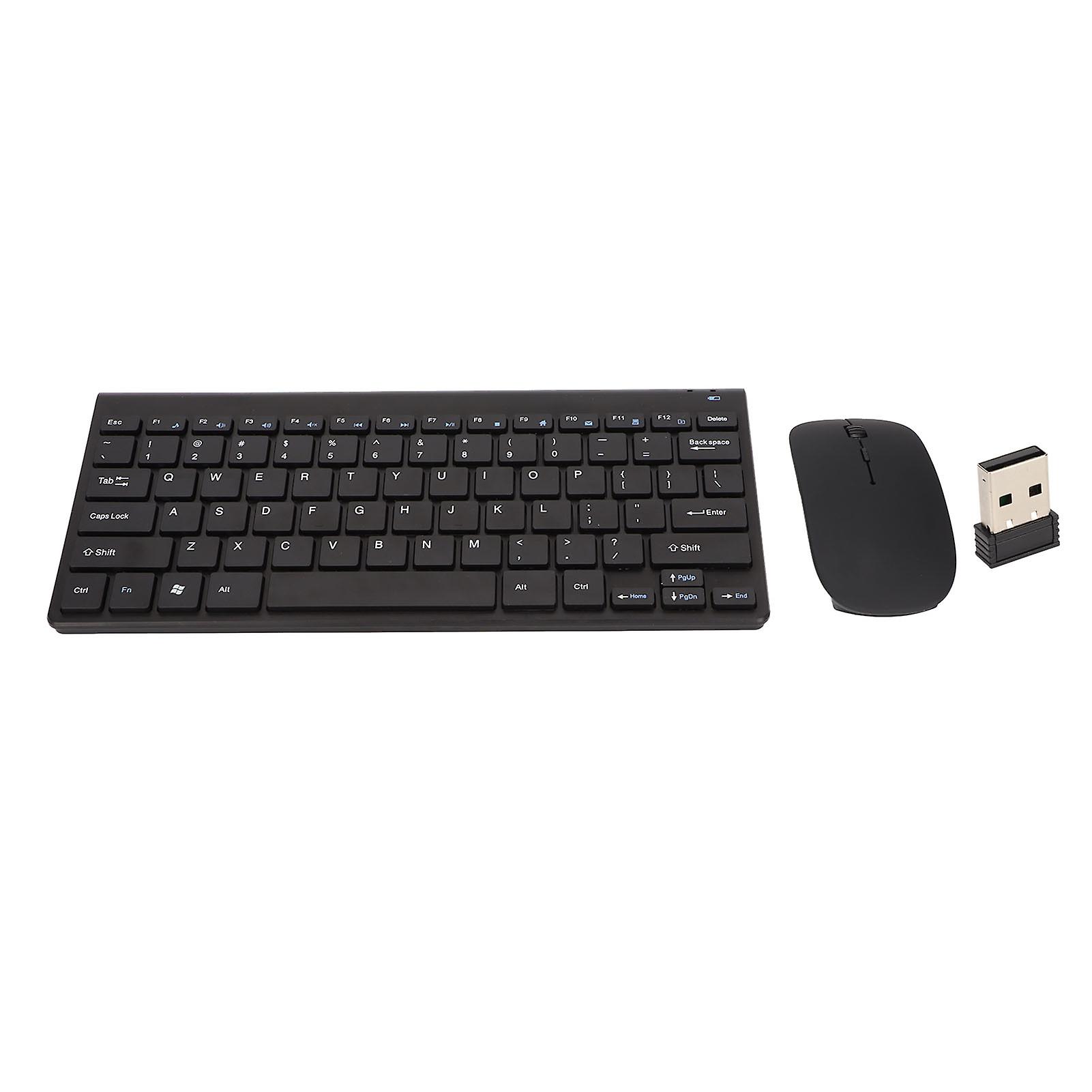 Wireless Keyboard Mouse Combo 2.4G USB Ergonomic Design 10M Transmission Black Set