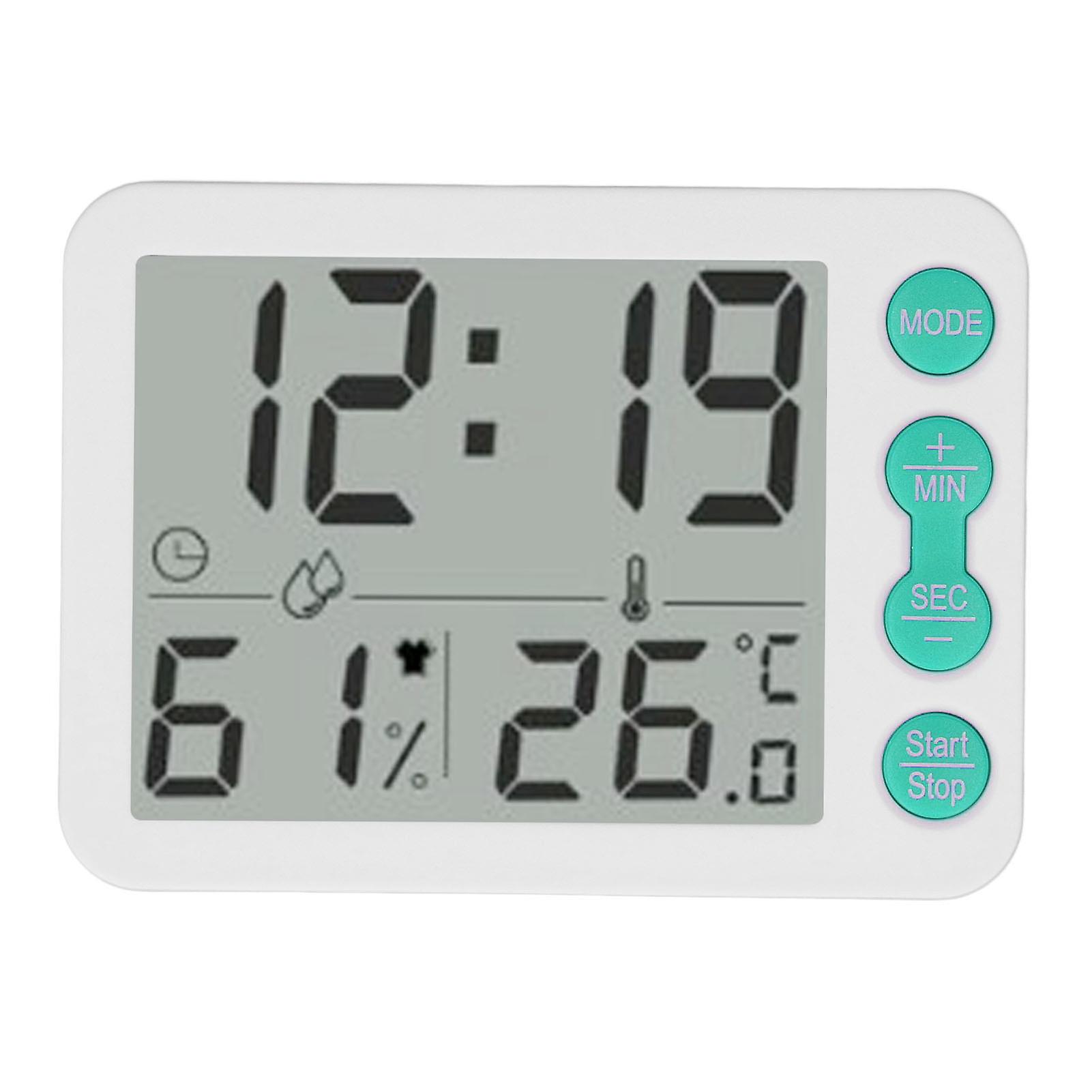 Indoor Digital Temperature Humidity Meter Multifunctional Electronic Thermometer Hygrometer with Alarm Clock Function White Green Key 