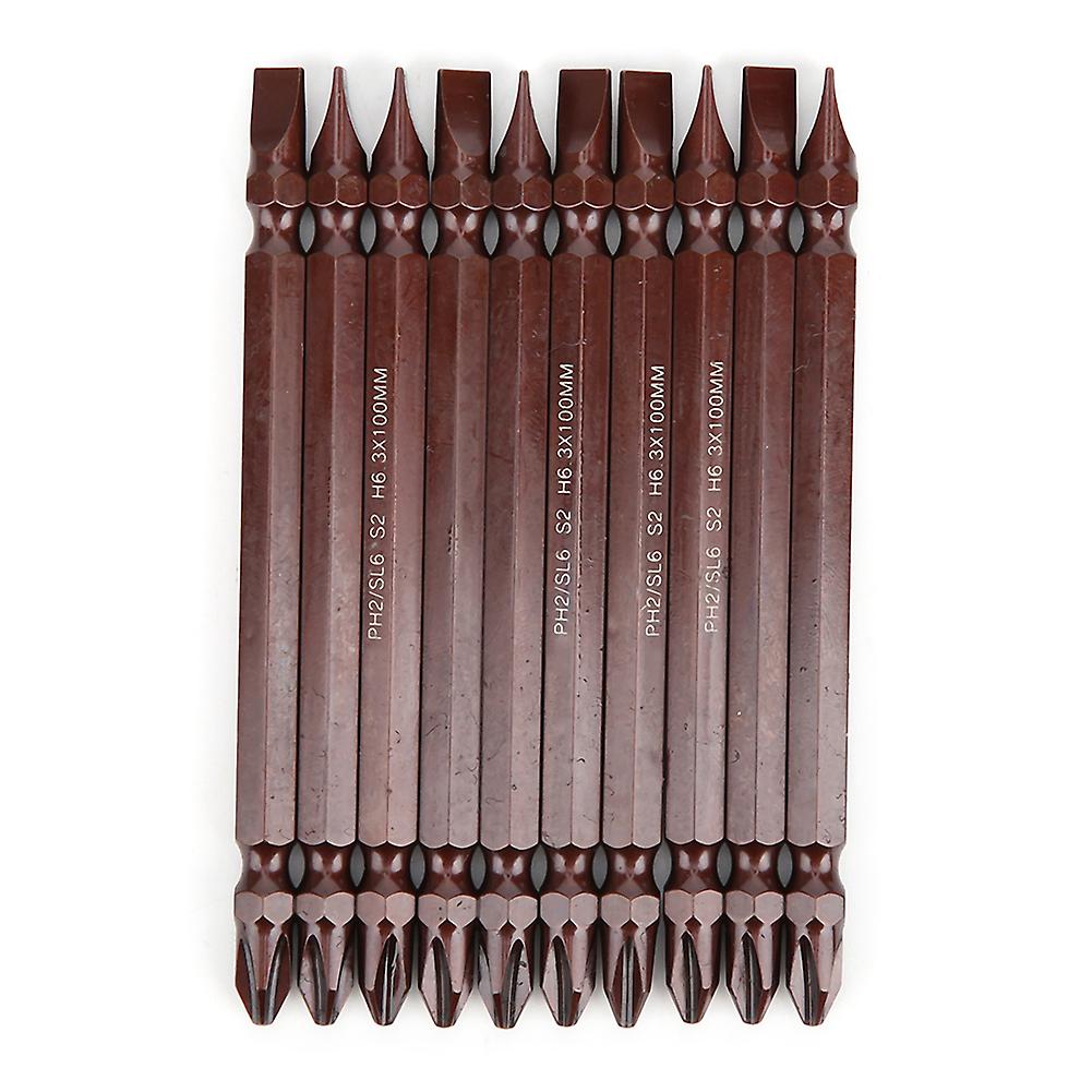 10 PZ Cacciavite a doppia estremità Bit Hardware Accessorio Utensile manuale magnetico S2 H6.3 x 100MMDouble Ended S2 H6.3 x 100 x PH2 / SL6