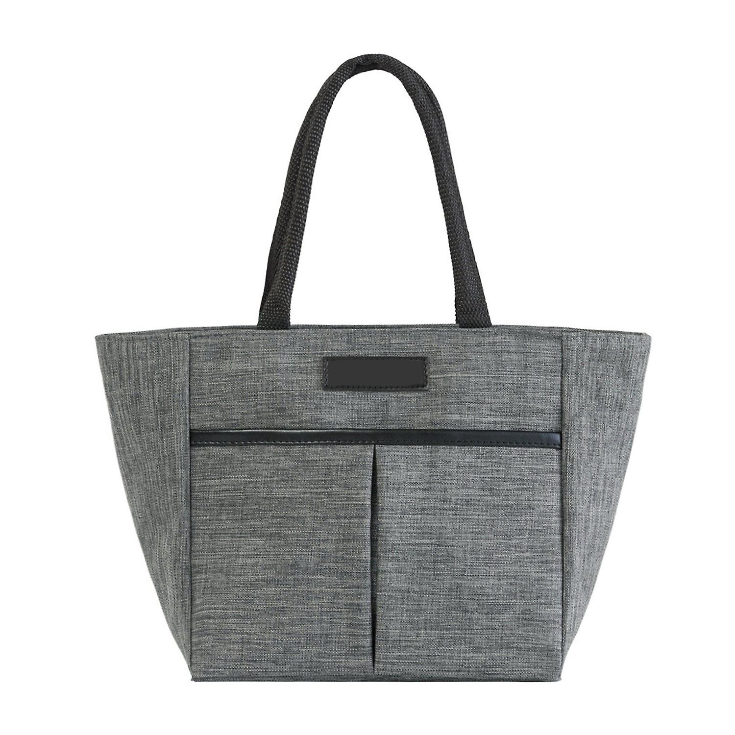 Large Capacity Aluminum Foil Liner Bento Bag with Double Handle Multi Pockets Zipper Closure Oxford