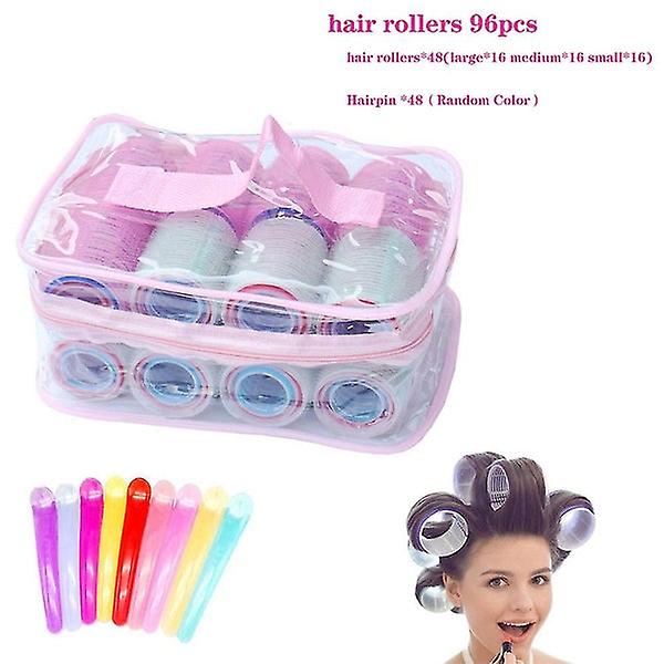 96-Piece Self-Grip Hair Roller Set with Large, Small, and Medium Rollers