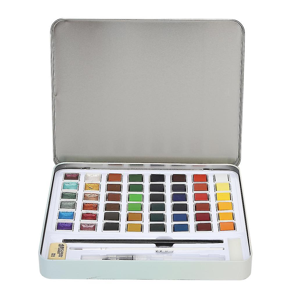 Portable Watercolor Paint Set - 12 Pearlescent Colors | Iron Box | 48 Colors