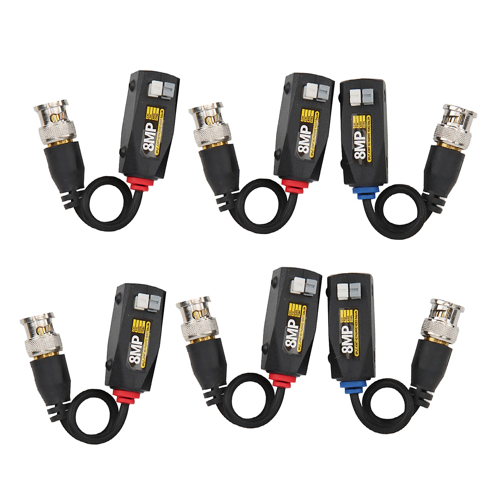 Risegun 8MP Video Power Balun 6Pcs HD Video Power Balun Transmitter, 8MP Anti-Thunder CVI/TVI/AHD/CVBS Transceiver