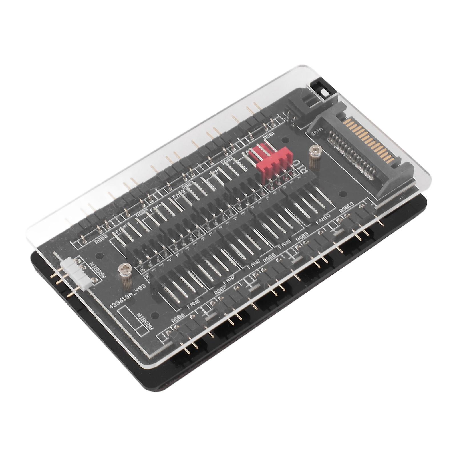 ASOFTY ARGB PWM Fan Hub mit Controller, Pwm-Lüftertemperaturregler, 2-in-1 5V 3Pin ARGB Ports und 4Pin PWM Fan Hub Anschlüsse mit Magnetic Suction Backboard (Schwarz ASOFTY ARGB PWM Fan Hub mit Controller, Pwm-Lüftertemperaturregler, 2-in-1 5V 3Pin ARGB Ports und 4Pin PWM Fan Hub Anschlüsse mit Magnetic Suction Backboard (Schwarz