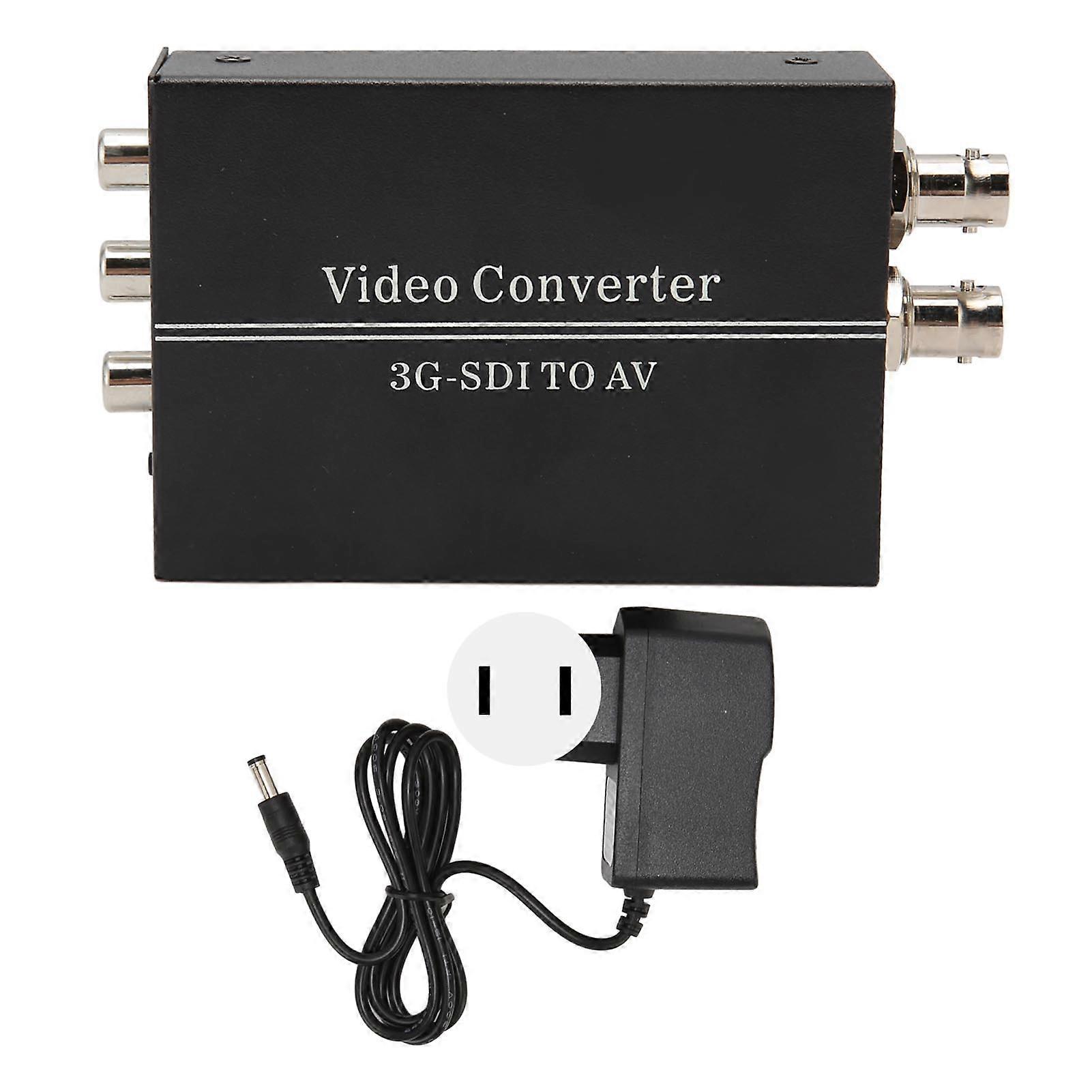3G SDI-zu-AV-Konverter Verlustfreier SD-HD-3G-SDI-zu-Cinch-Adapter mit SDI-Signal-Loopout für TV-Monitor-Projektor 100-240-V-US-Stecker