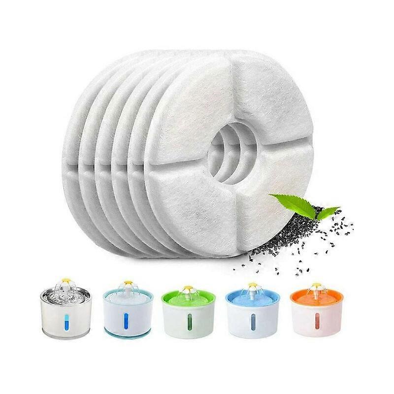 6 Pack Automatic Cat Fountain Filter, with Resin and Activated Carbon, Replacement Water Filter for Cats & Dogs (Round)
